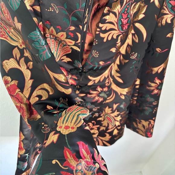 Soft Surroundings Floral Brocade Asian-Inspired Jacket Black Gold Red Size M - Picture 5 of 10